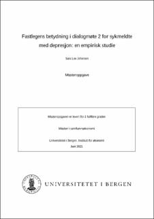 Bergen Open Research Archive: Fastlegens betydning i dialogmøte 2 for  sykmeldte med depresjon: en empirisk studie