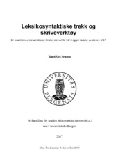 Bergen Open Research Archive: Leksikosyntaktiske trekk og skriveverktøy. En  kvantitativ undersøkelse av tekster skrevet for hånd og på tastatur av  elever i VG1